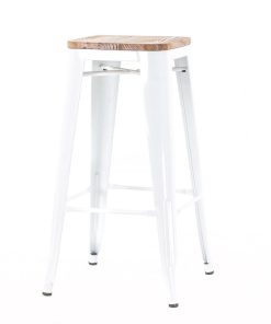 Tolix white - houten zit