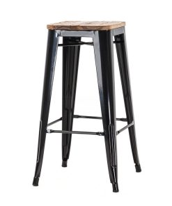 Tolix black - houten zit